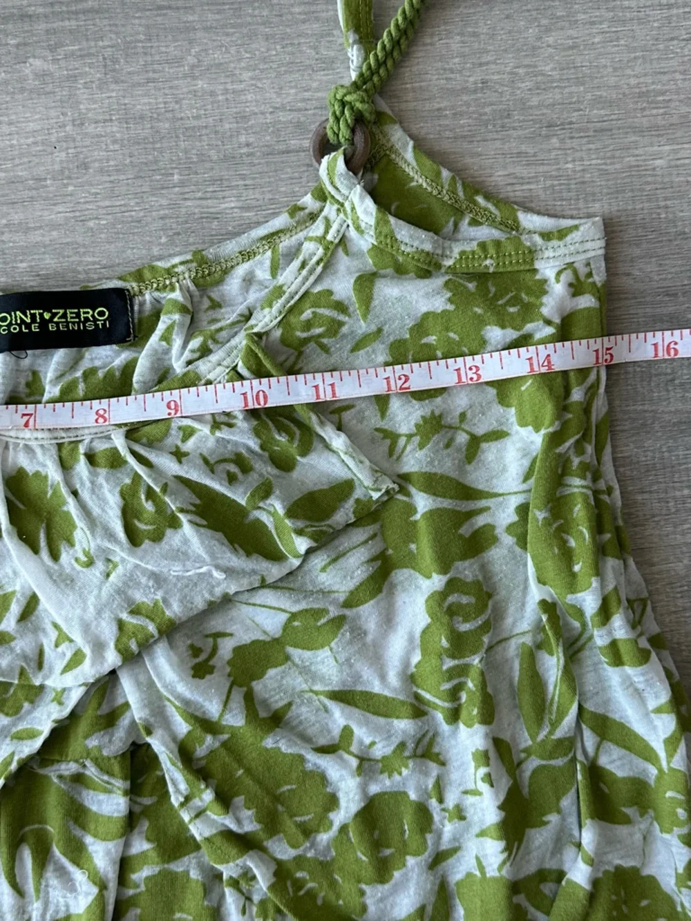 Point Zero Green Floral Tiered Spaghetti Strap Tank Top Vintage - Picture 4 of 7